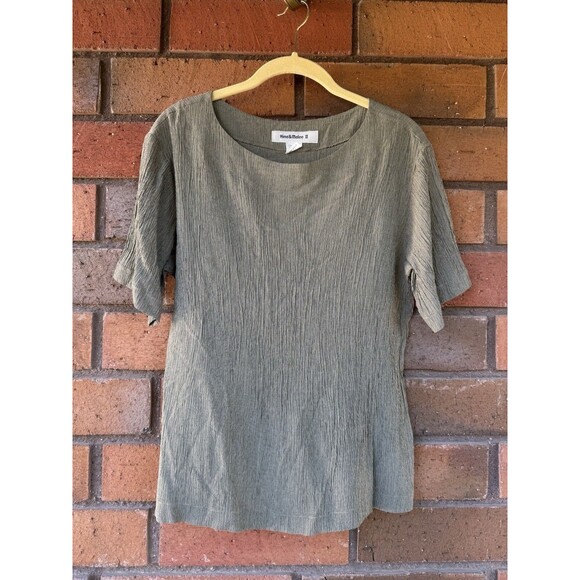 Hino & Malee II Textured Blouse 1/2 Sleeve Tunic USA | Green |‎ Womens Small - Picture 1 of 9